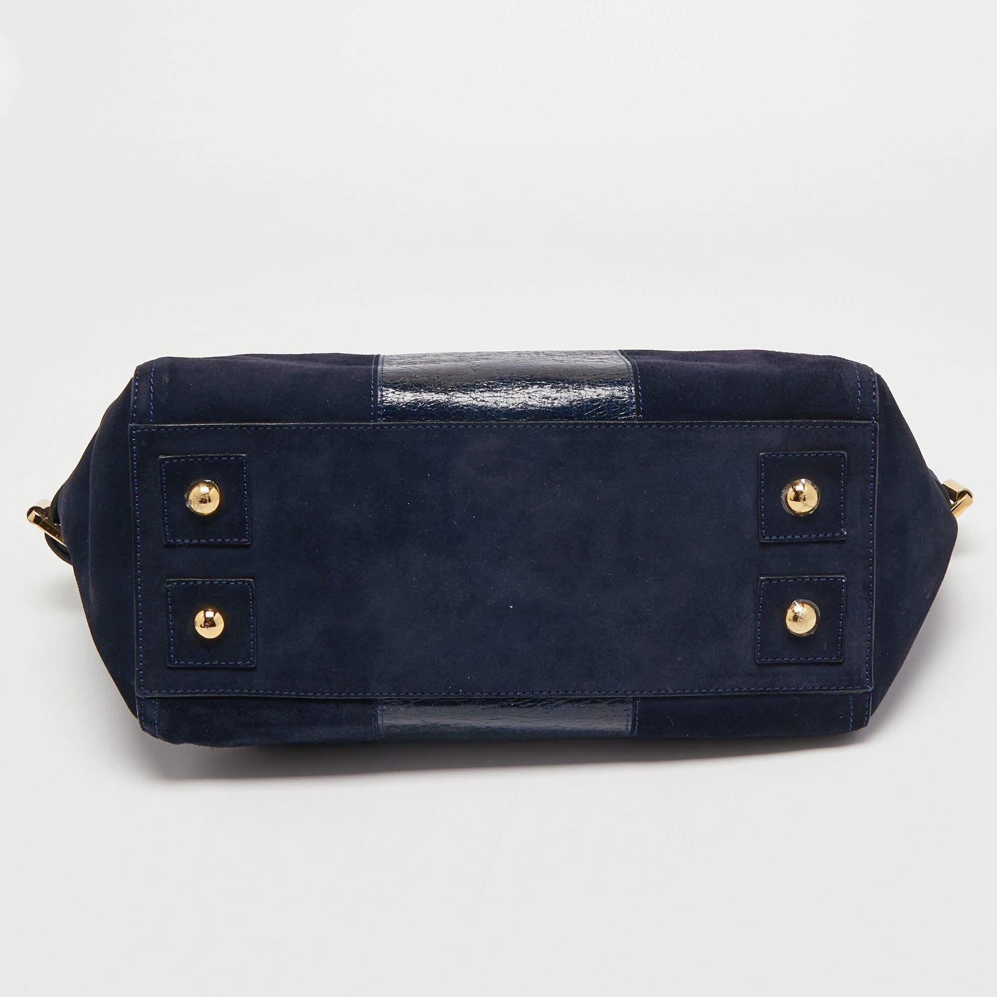 Mulberry Navy Blue Suede and Leather Bayswater Satchel 3