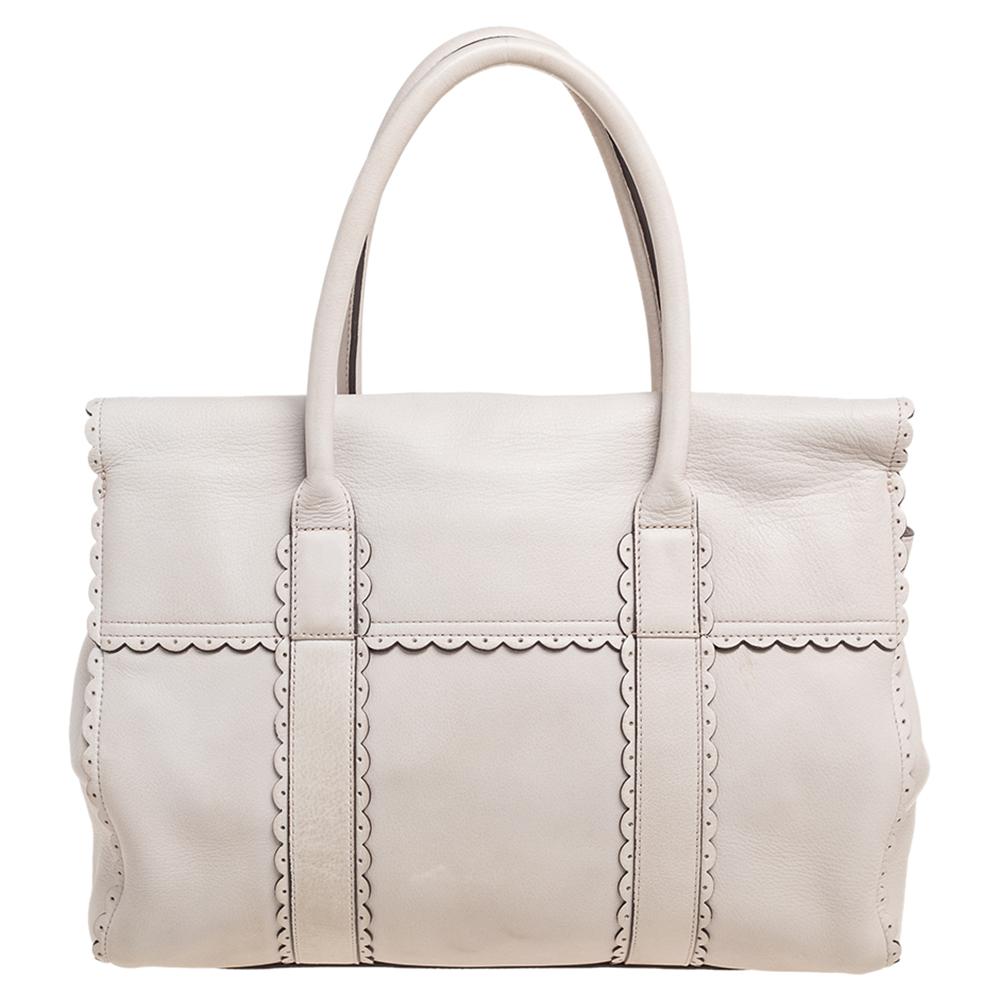 Mulberry Off White Leather Cookie Bayswater Satchel 6
