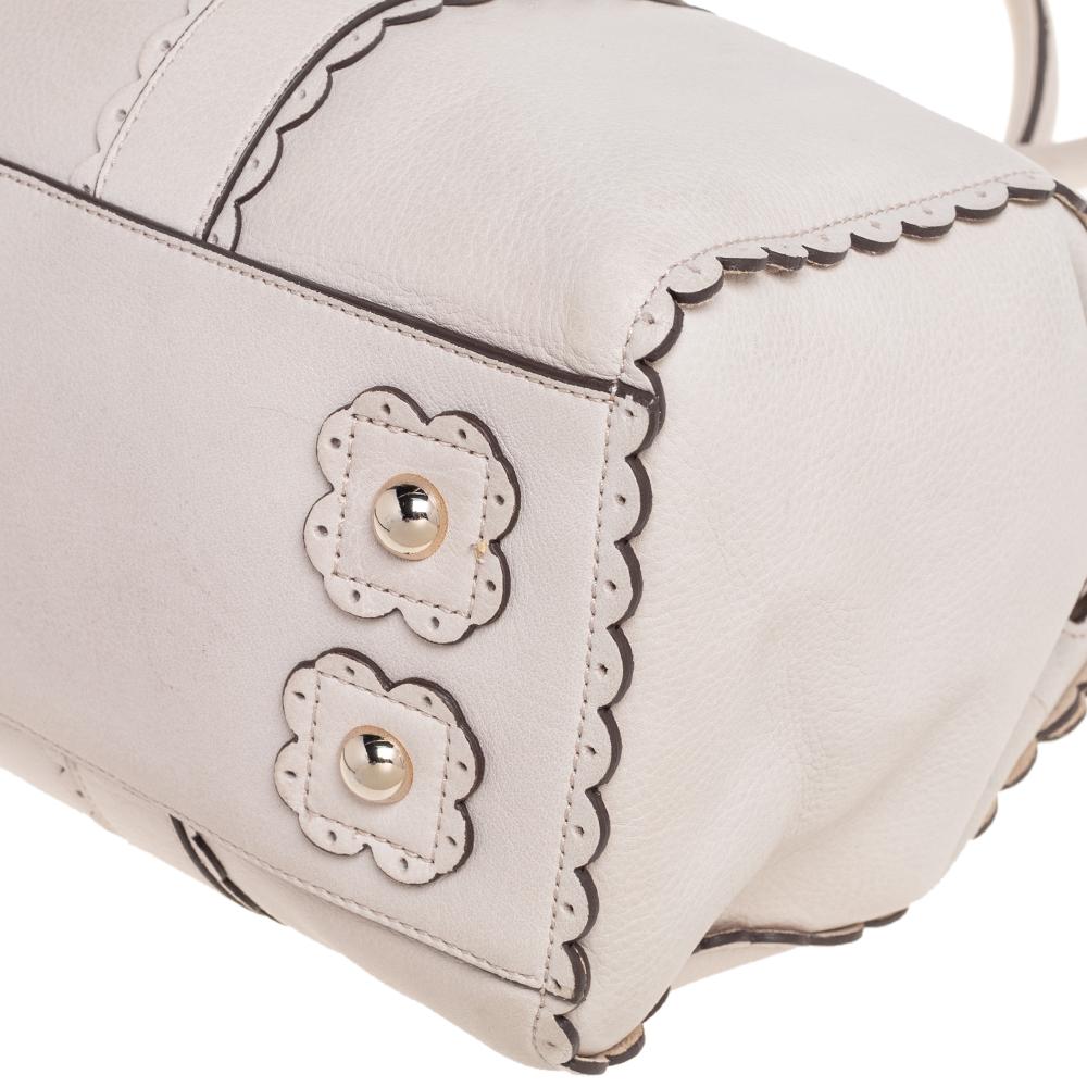 Mulberry Off White Leather Cookie Bayswater Satchel In Good Condition In Dubai, Al Qouz 2