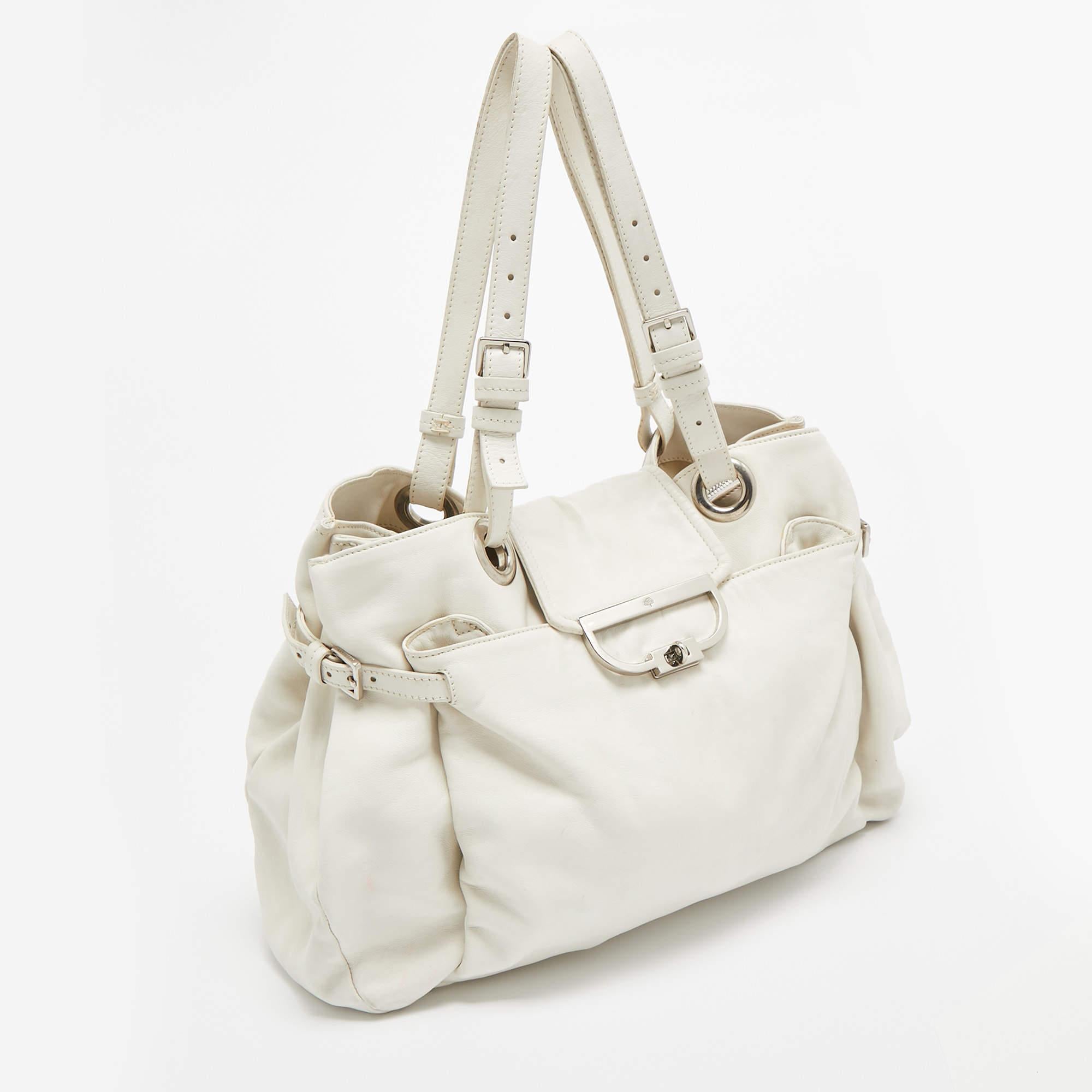 Mulberry Off White Leather Jenah Tote For Sale 5