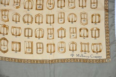 Mulberry Olive-Green Borders "Collection of Buckles" Silk Scarf