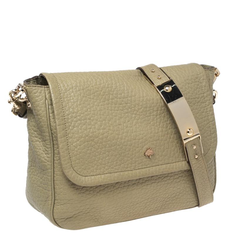 Mulberry Olive Green Leather Flap Crossbody Bag 4