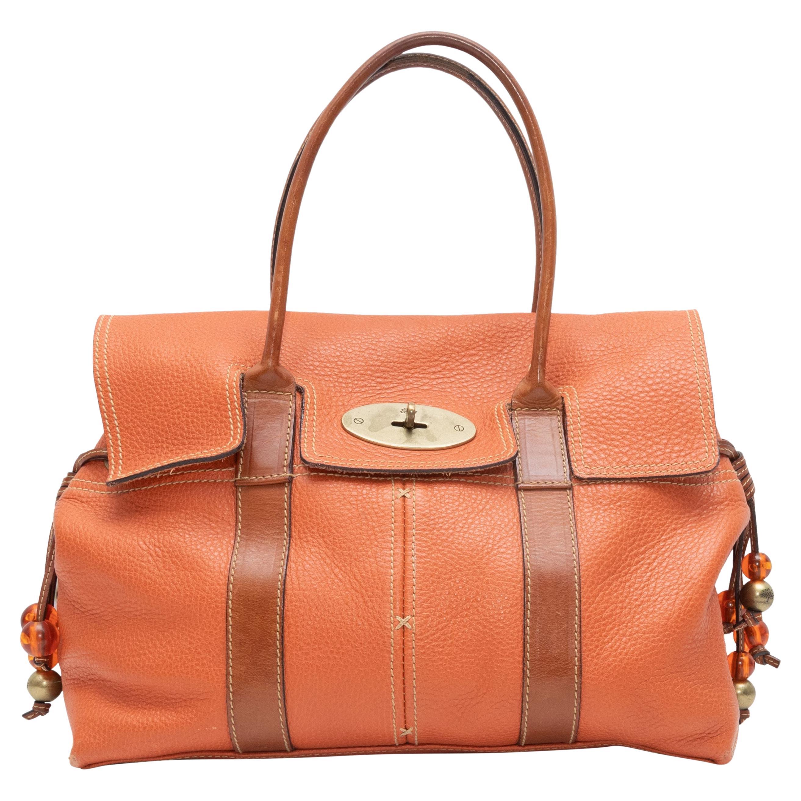 Mulberry Orange Bayswater Leather Handbag