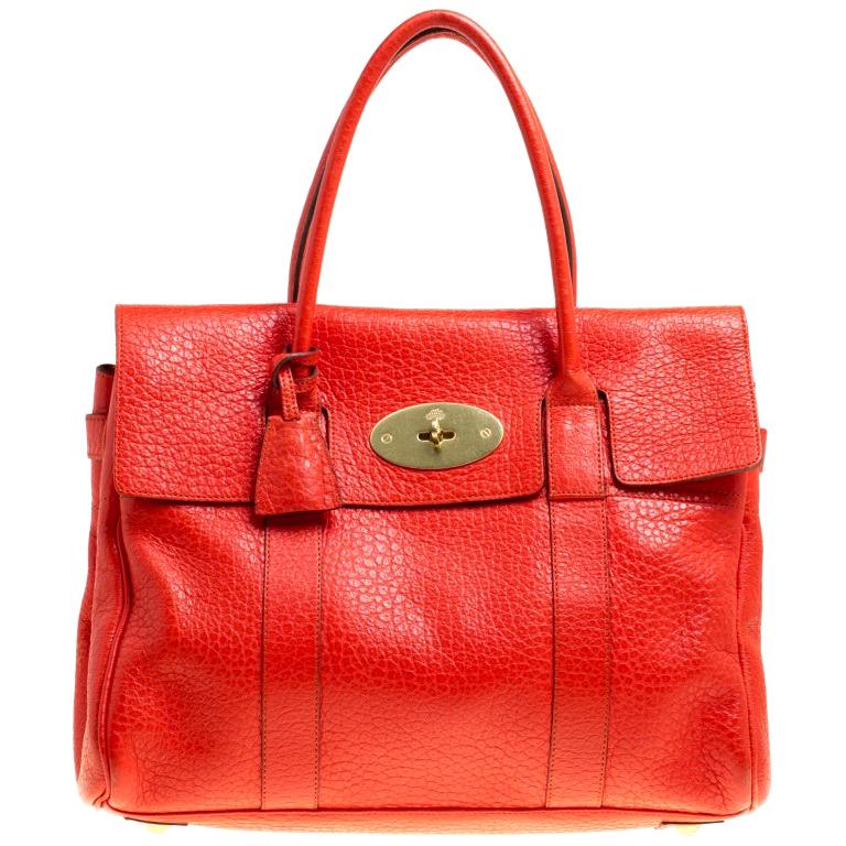 Mulberry Orange Leather Bayswater Satchel For Sale at 1stDibs