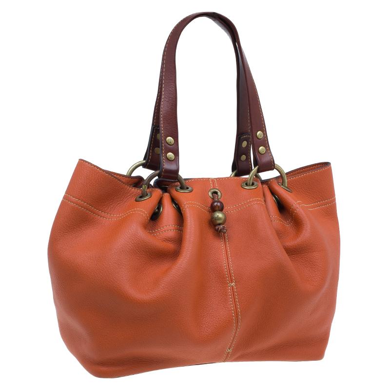 Mulberry Orange Matt Glove Leather Judy Tote Bag In Good Condition In Dubai, Al Qouz 2