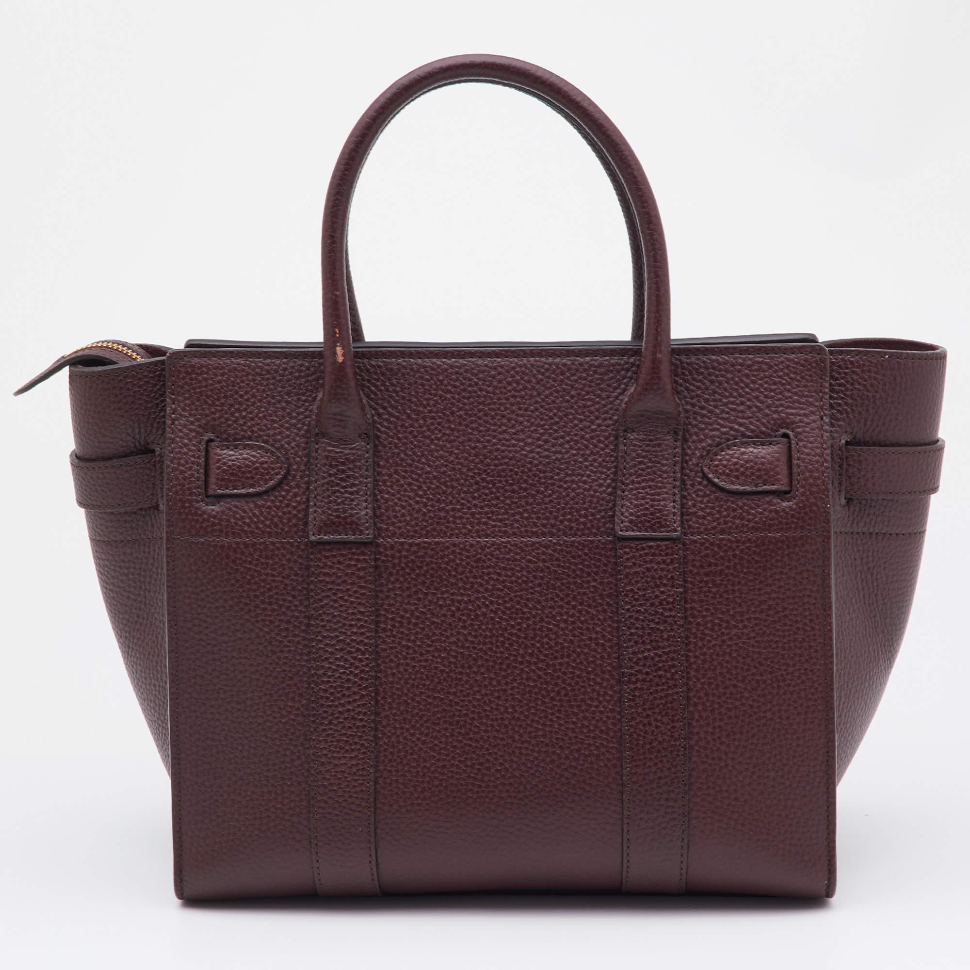 Mulberry Oxbood Grained Leather Small Zipped Bayswater Tote 7