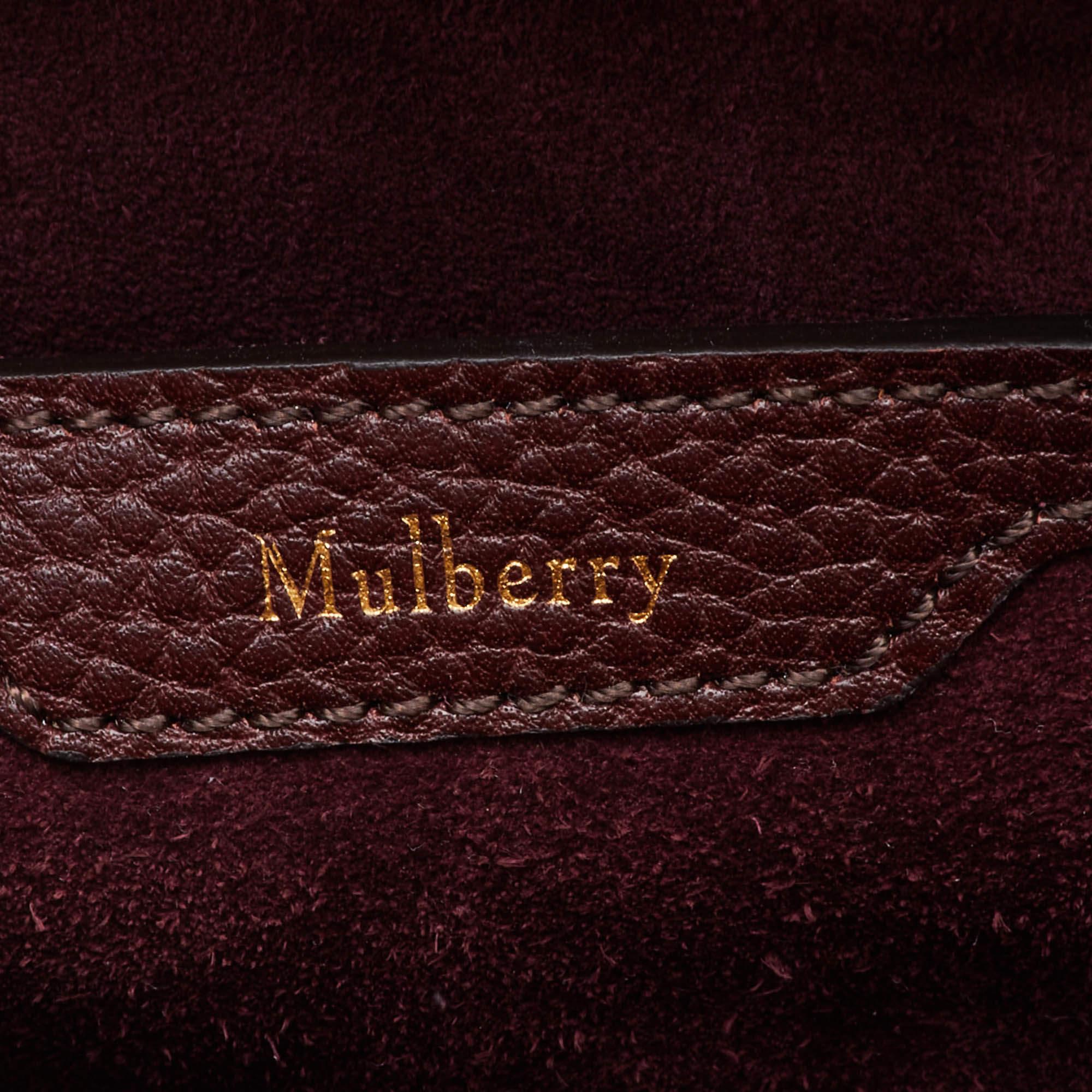 Mulberry Oxbood Grained Leather Small Zipped Bayswater Tote In Good Condition In Dubai, Al Qouz 2
