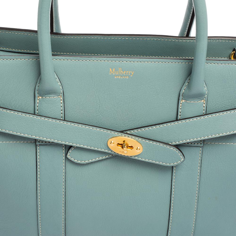 Mulberry Pale Blue Leather Small Zipped Bayswater Tote 3