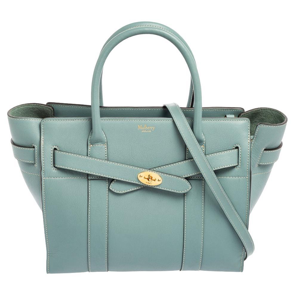 Mulberry Pale Blue Leather Small Zipped Bayswater Tote