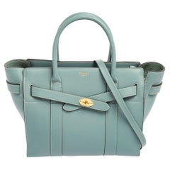 Mulberry Pale Blue Leather Small Zipped Bayswater Tote