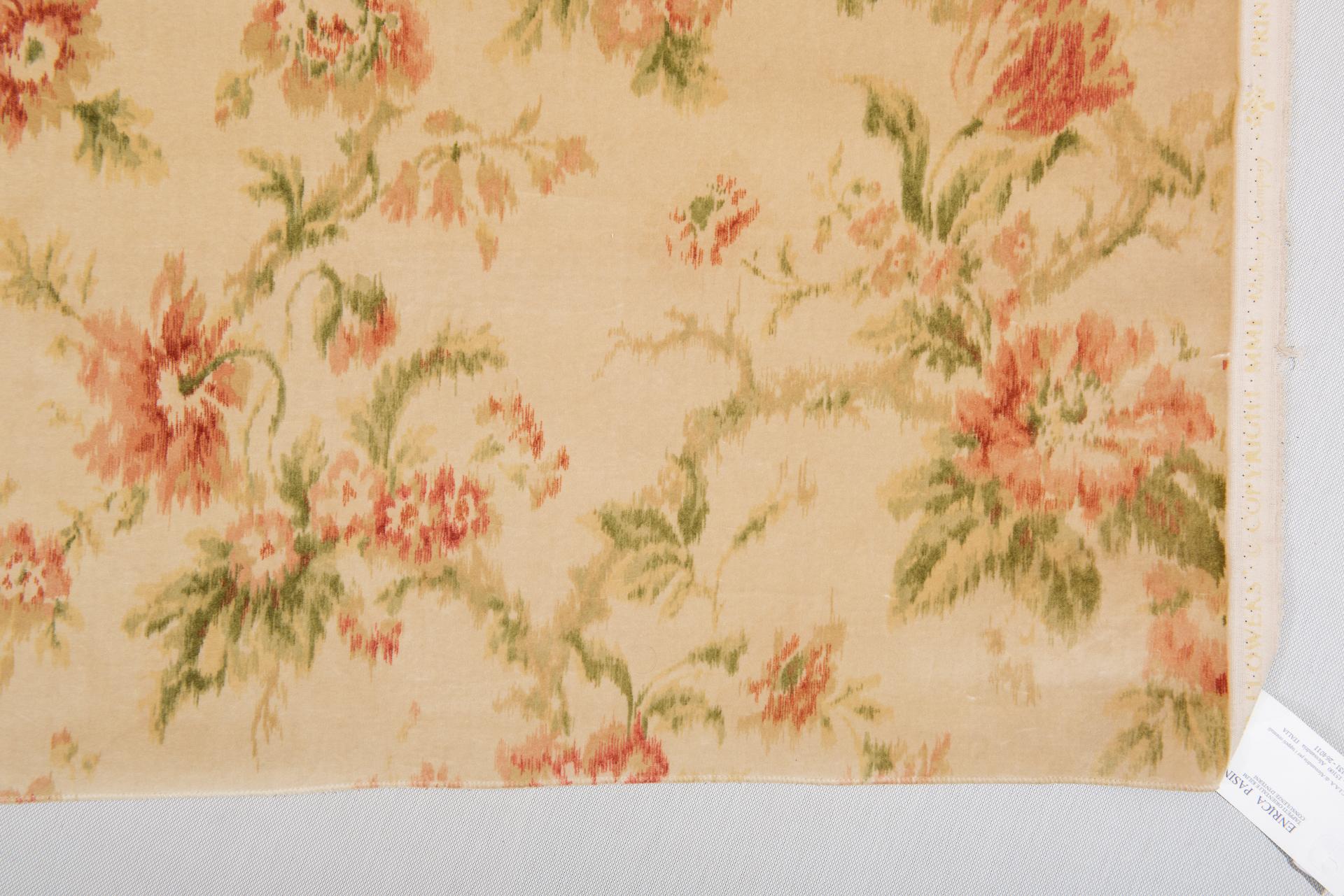English Mulberry Pastel Velvet with Flowers For Sale
