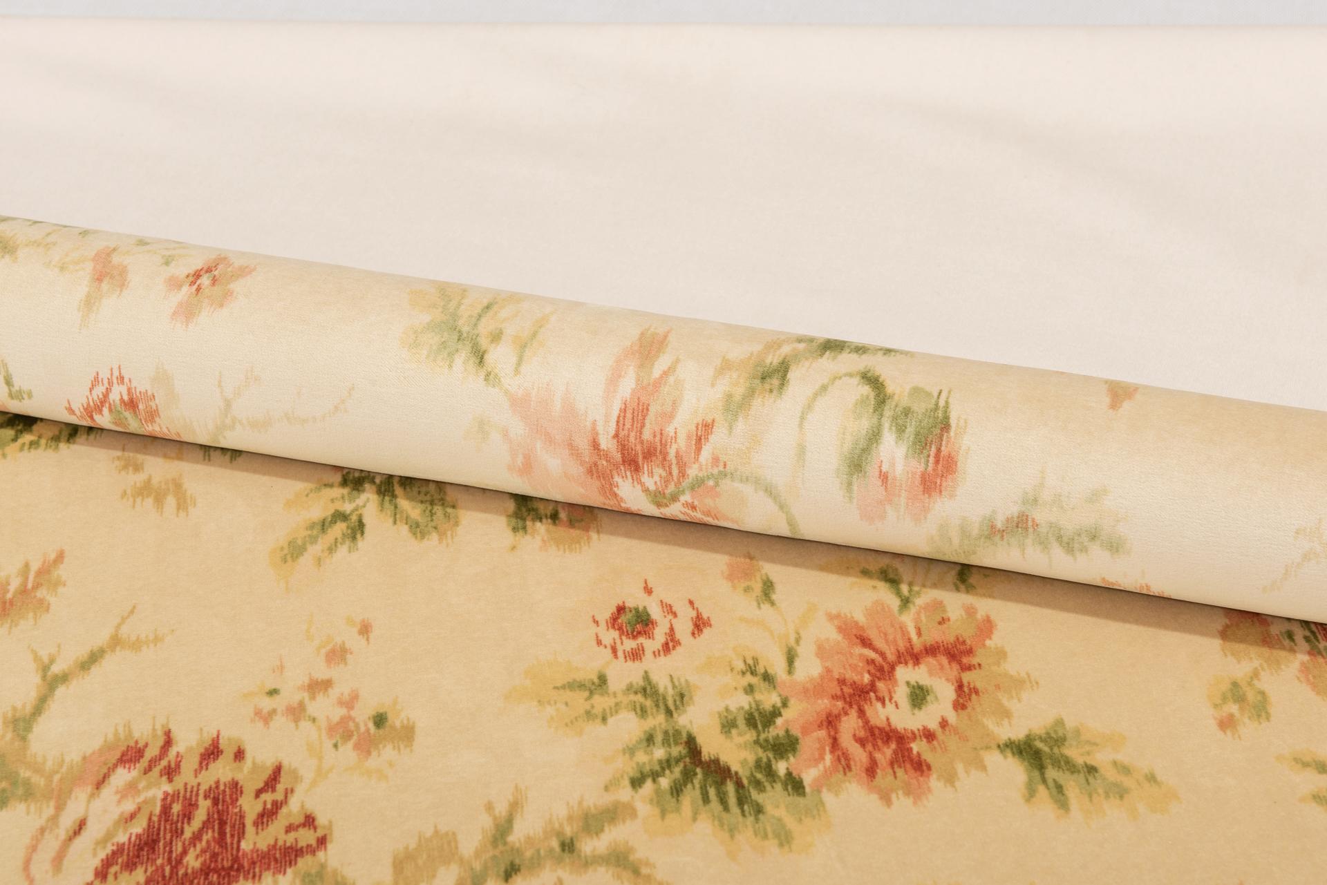 Mulberry Pastel Velvet with Flowers For Sale 1