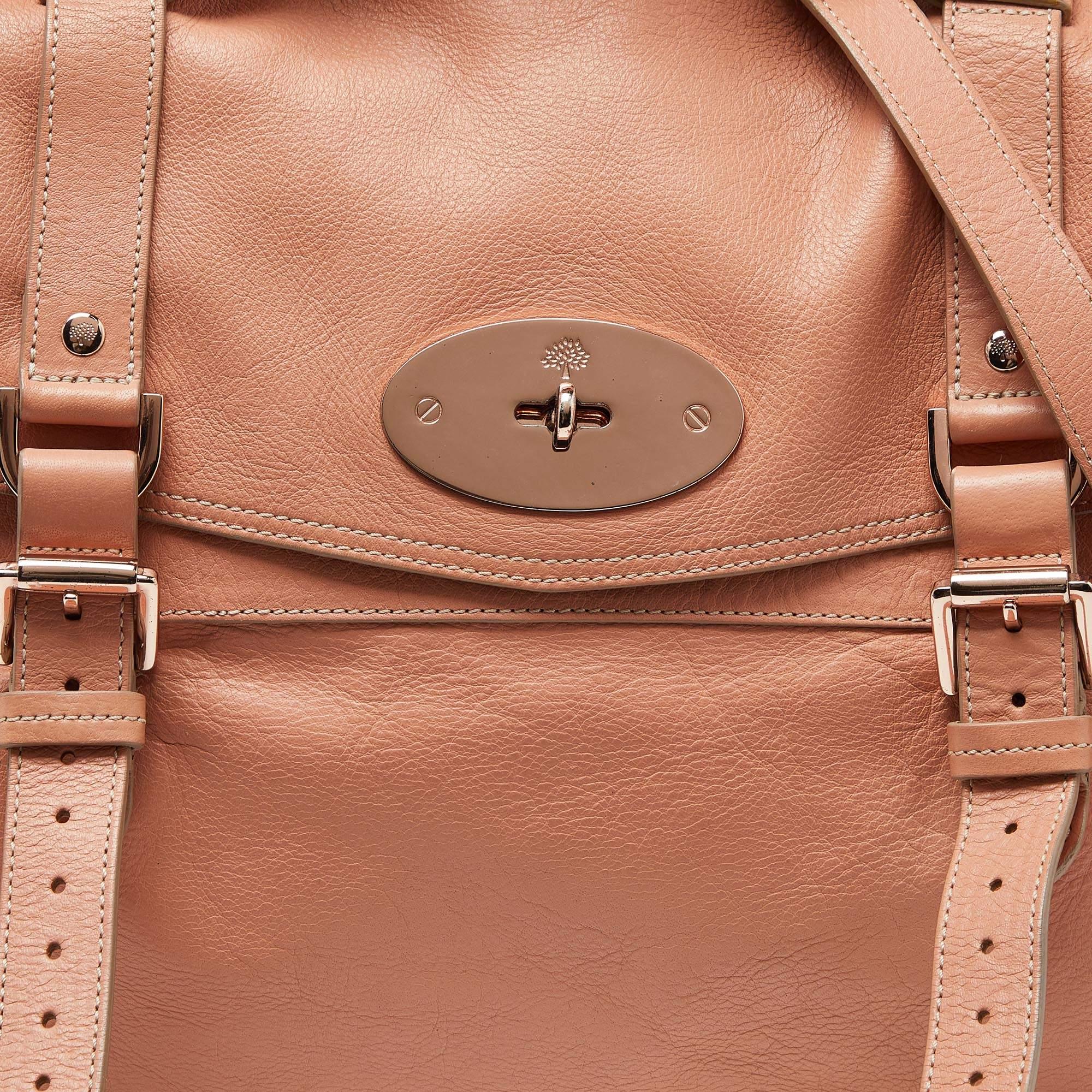 Mulberry Peach Leather Oversized Alexa Satchel For Sale 7