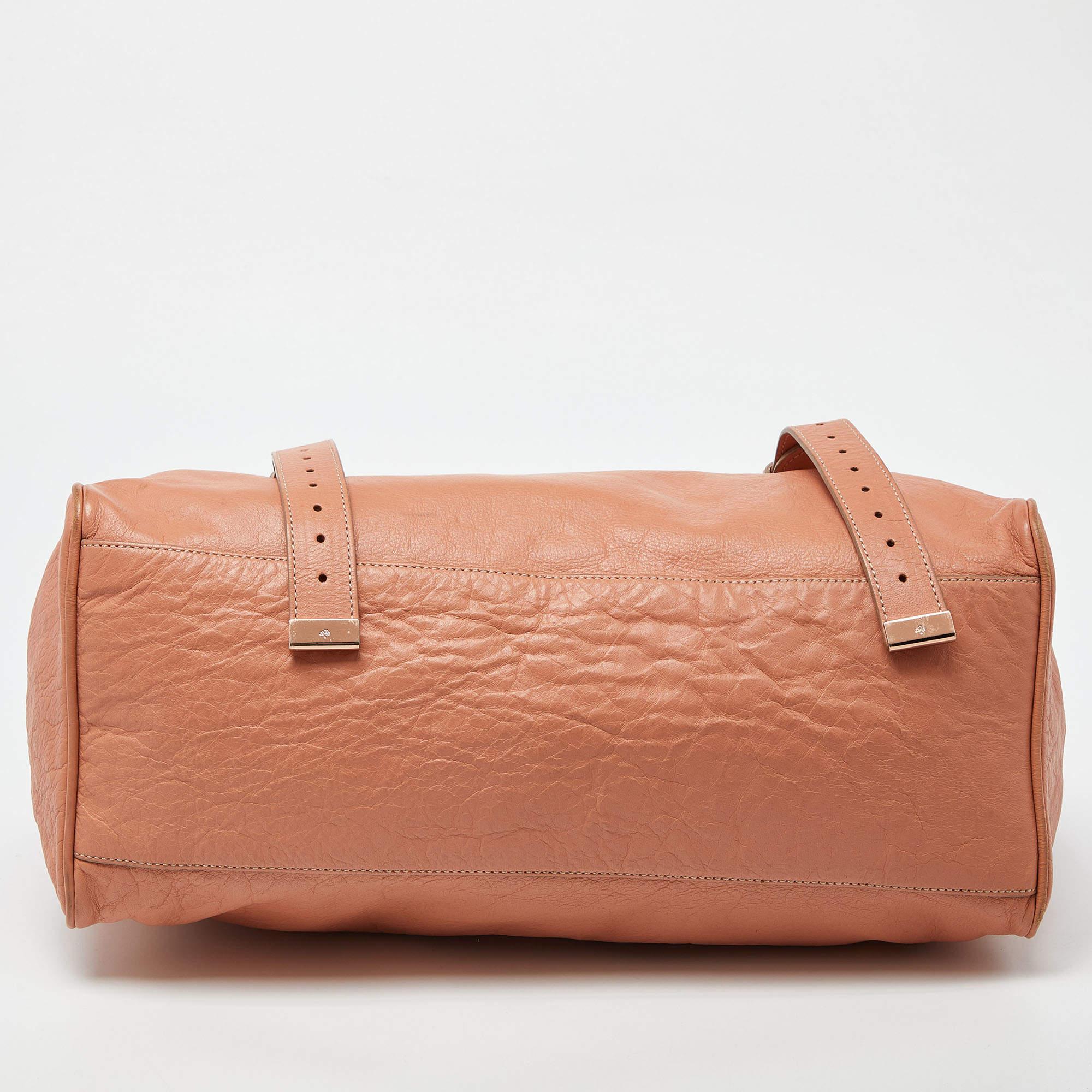 Mulberry Peach Leather Oversized Alexa Satchel For Sale 3