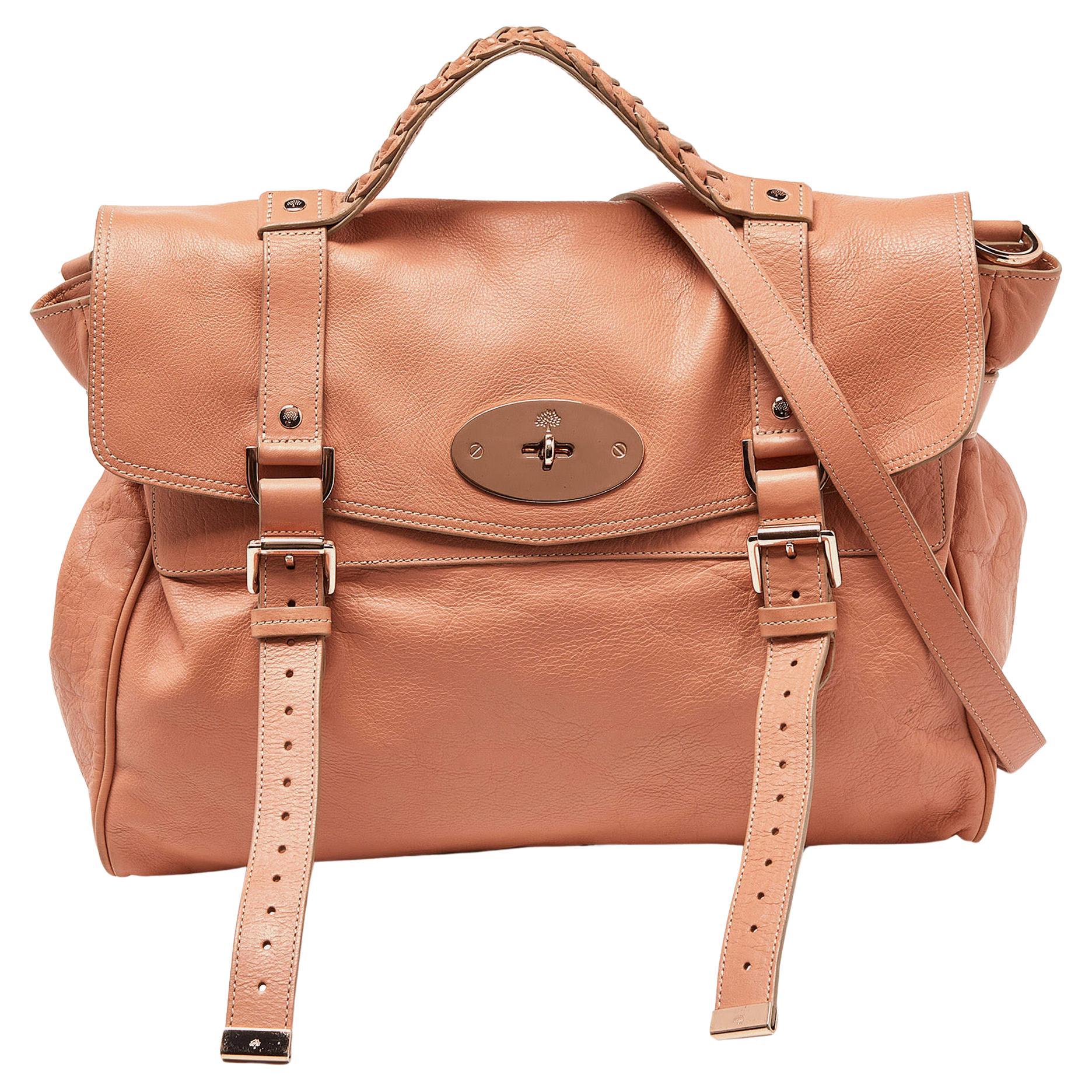 Mulberry Peach Leather Oversized Alexa Satchel For Sale