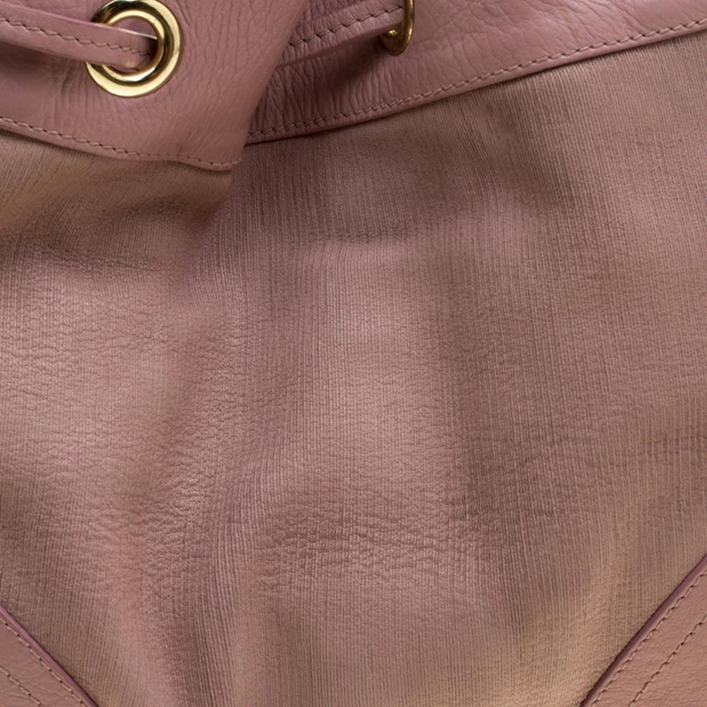 Women's Mulberry Pink Leather Drawstring Tote