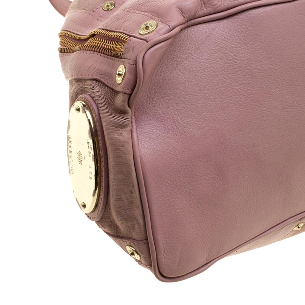 Mulberry Pink Leather Drawstring Tote 1