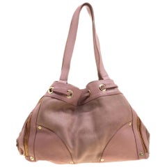 Mulberry Pink Leather Drawstring Tote