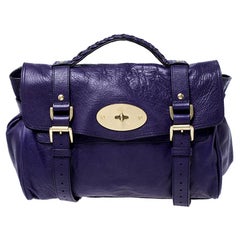 Used Mulberry Purple Leather Alexa Shoulder Bag