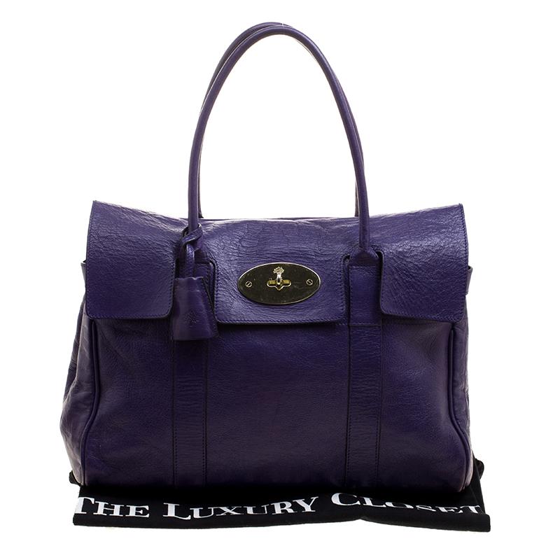 Mulberry Purple Leather Bayswater Satchel 6