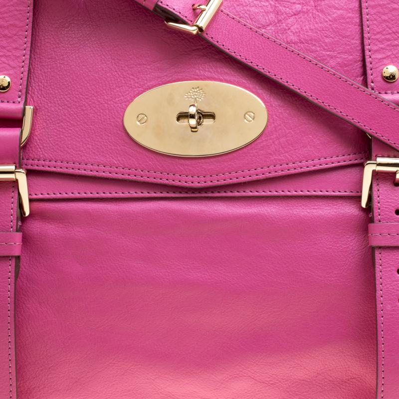 Pink Mulberry Raspberry Leather Oversized Alexa Satchel