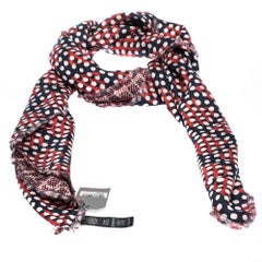 Mulberry Red and Blue Dotty Dice Print Silk Reversible Scarf