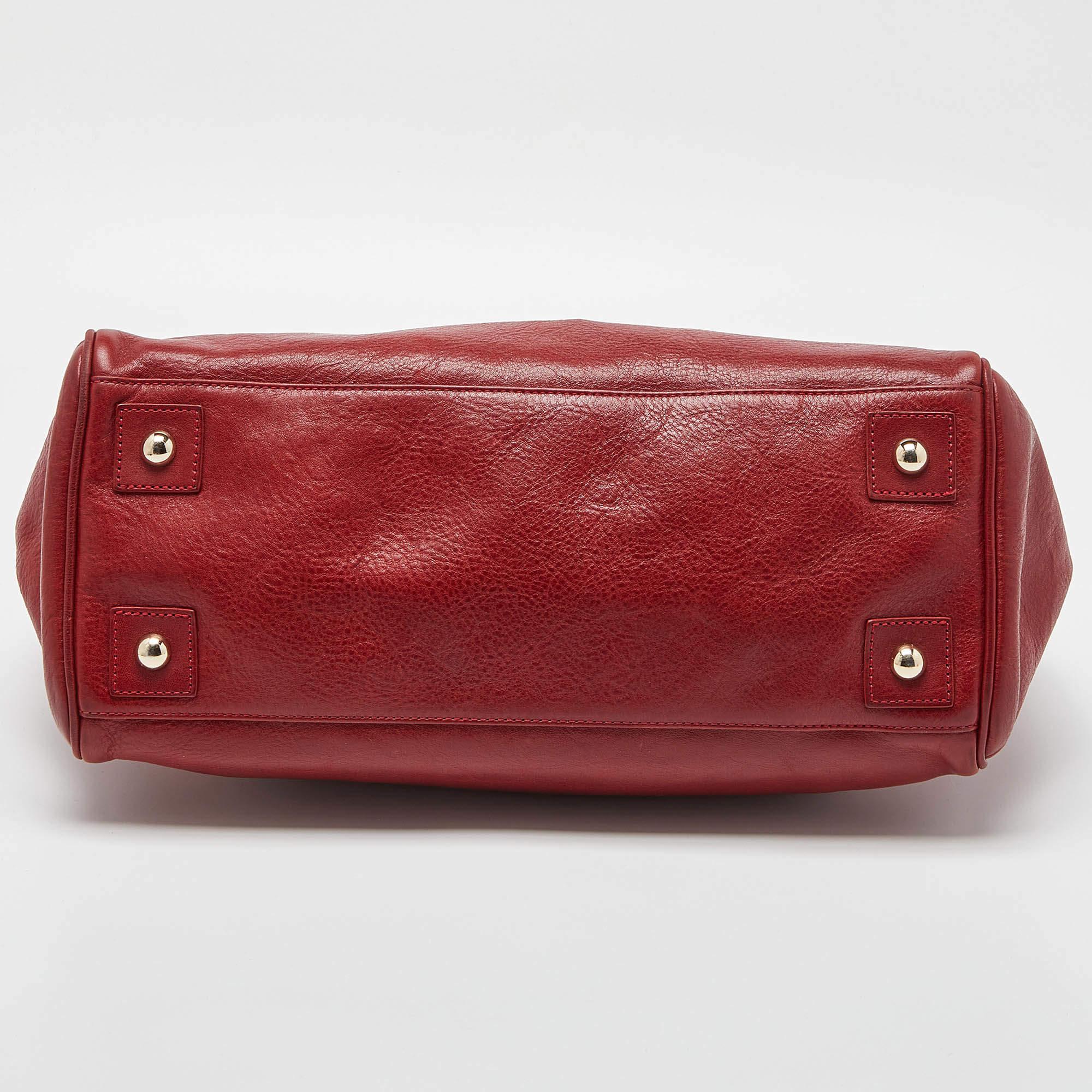 Mulberry Red Leather Bayswater Tote In Good Condition In Dubai, Al Qouz 2