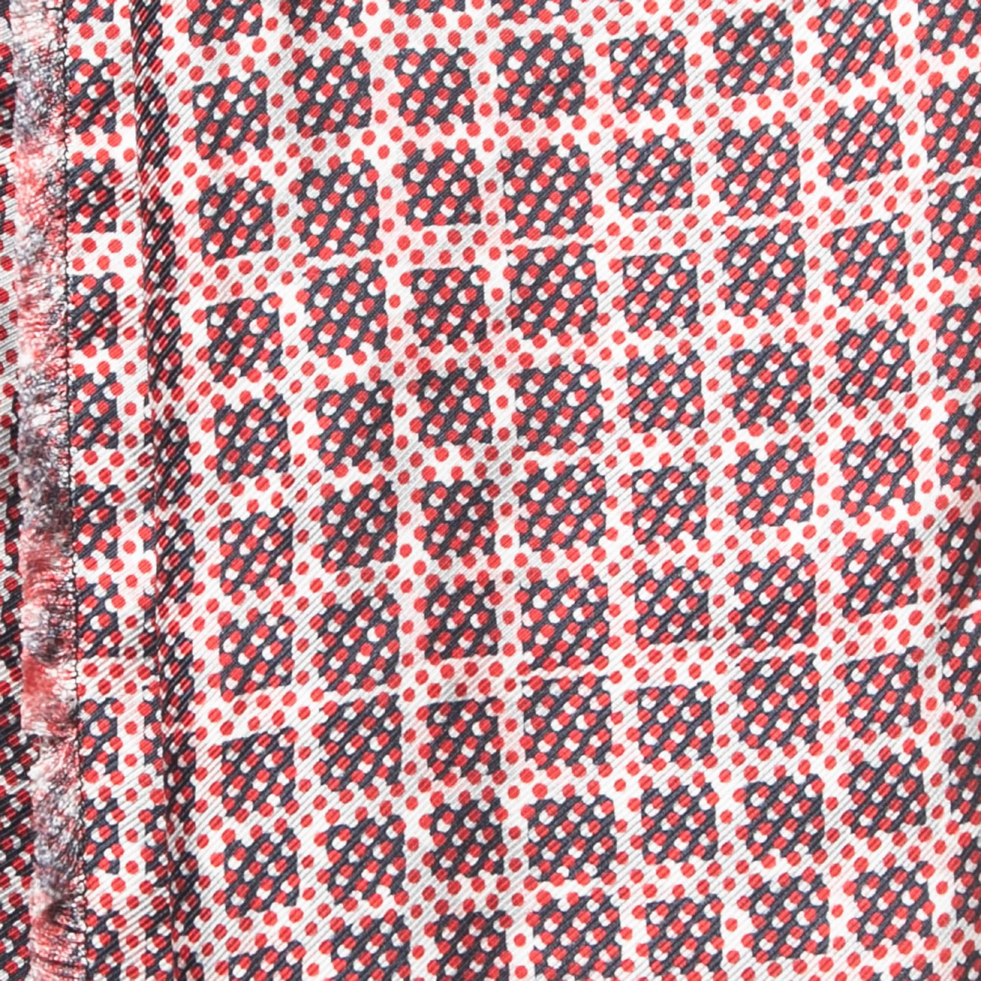 Women's Mulberry Red & Navy Blue Dotty Printed Silk Square Scarf For Sale