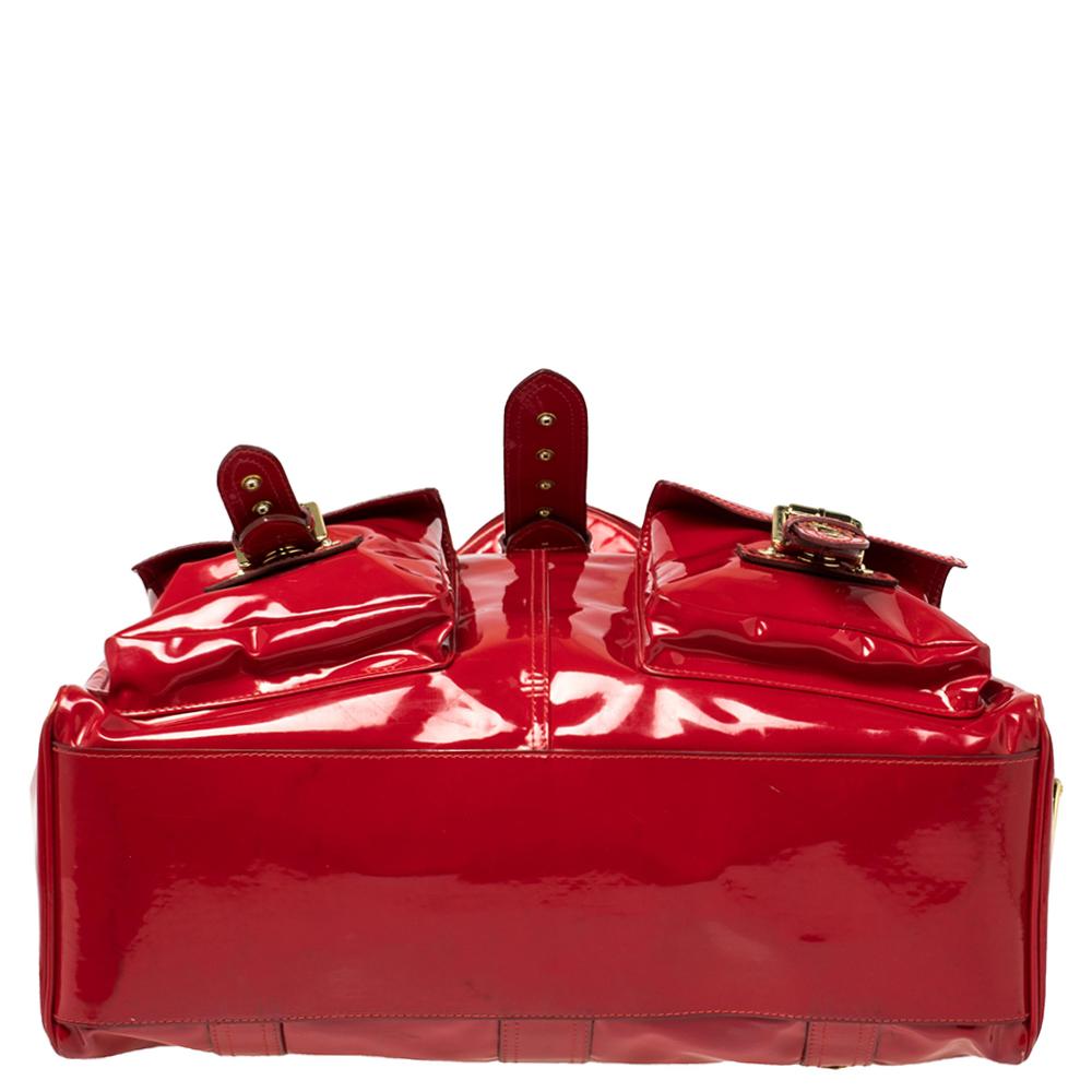 Mulberry Red Patent Leather Roxanne Tote In Good Condition In Dubai, Al Qouz 2