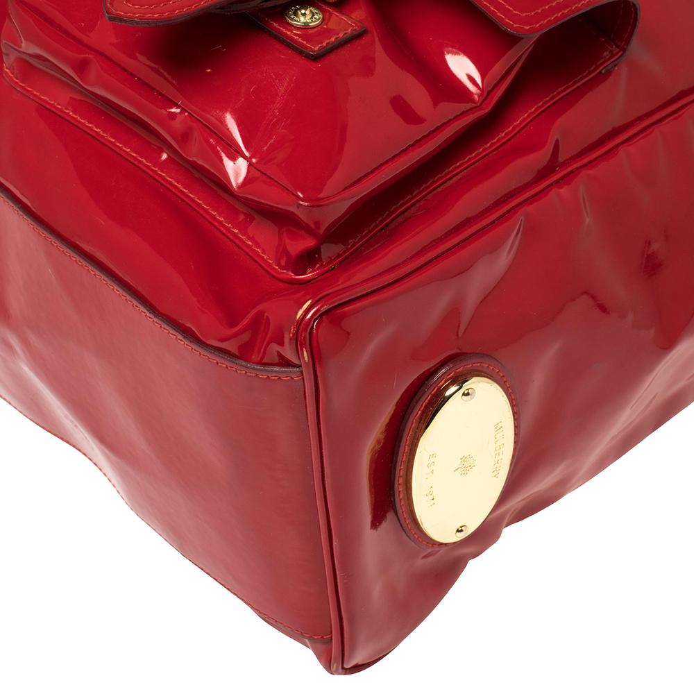 Women's Mulberry Red Patent Leather Roxanne Tote