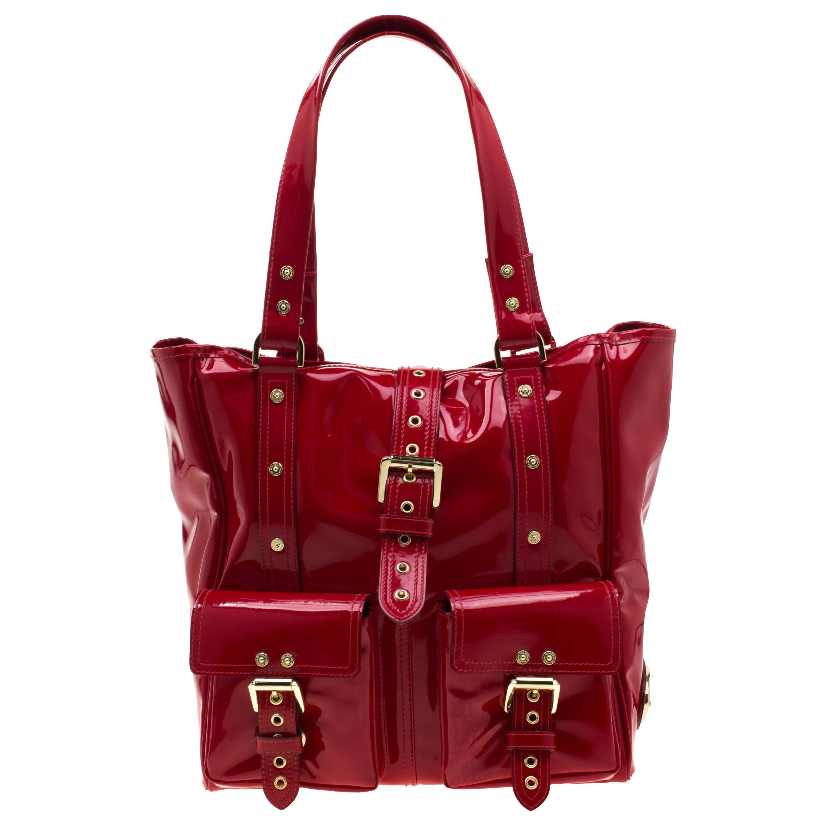 Mulberry Red Patent Leather Roxanne Tote For Sale at 1stDibs