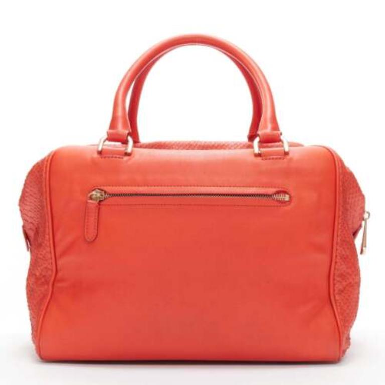 Women's MULBERRY Shadow Maisie Clipper red embossed leather scaled travel satchel bag For Sale