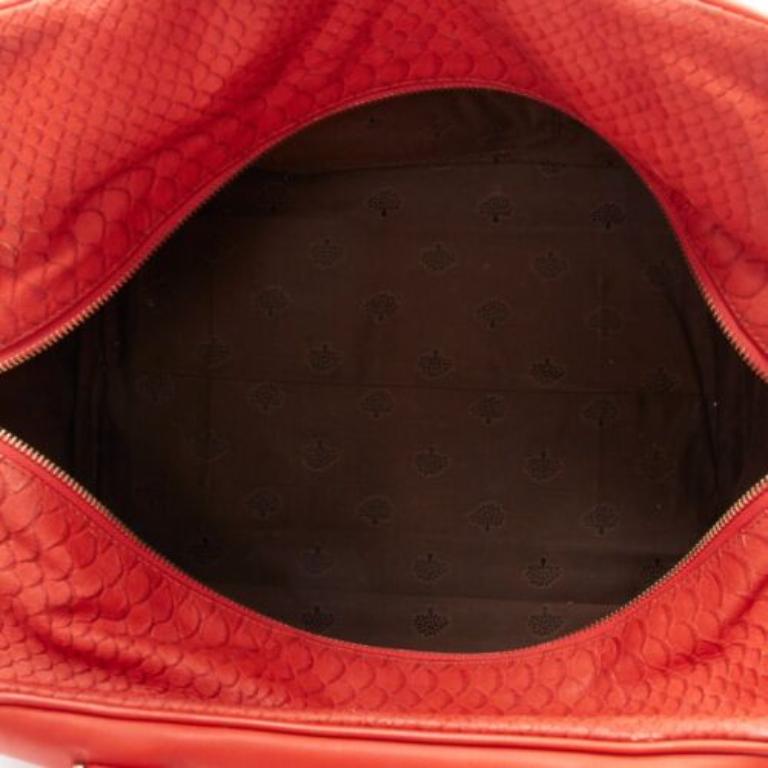 MULBERRY Shadow Maisie Clipper red embossed leather scaled travel satchel bag For Sale 4