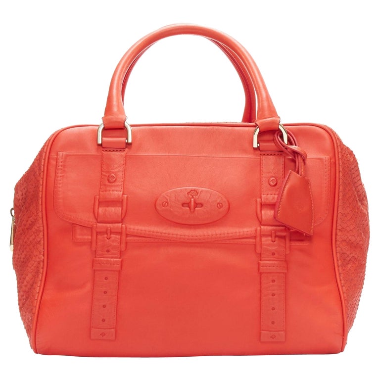 MULBERRY Shadow Maisie Clipper red embossed leather scaled travel