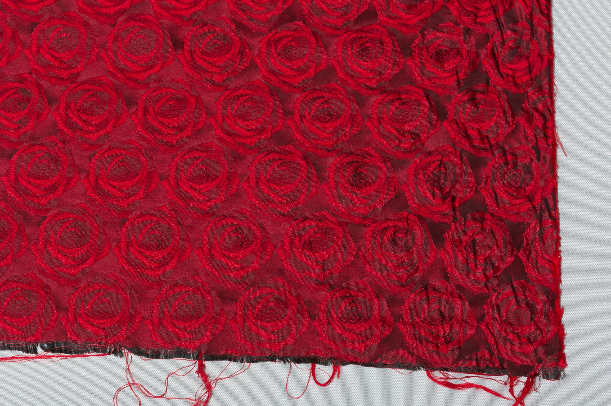 Other Mulberry Silk Red Roses Drapery Fabric