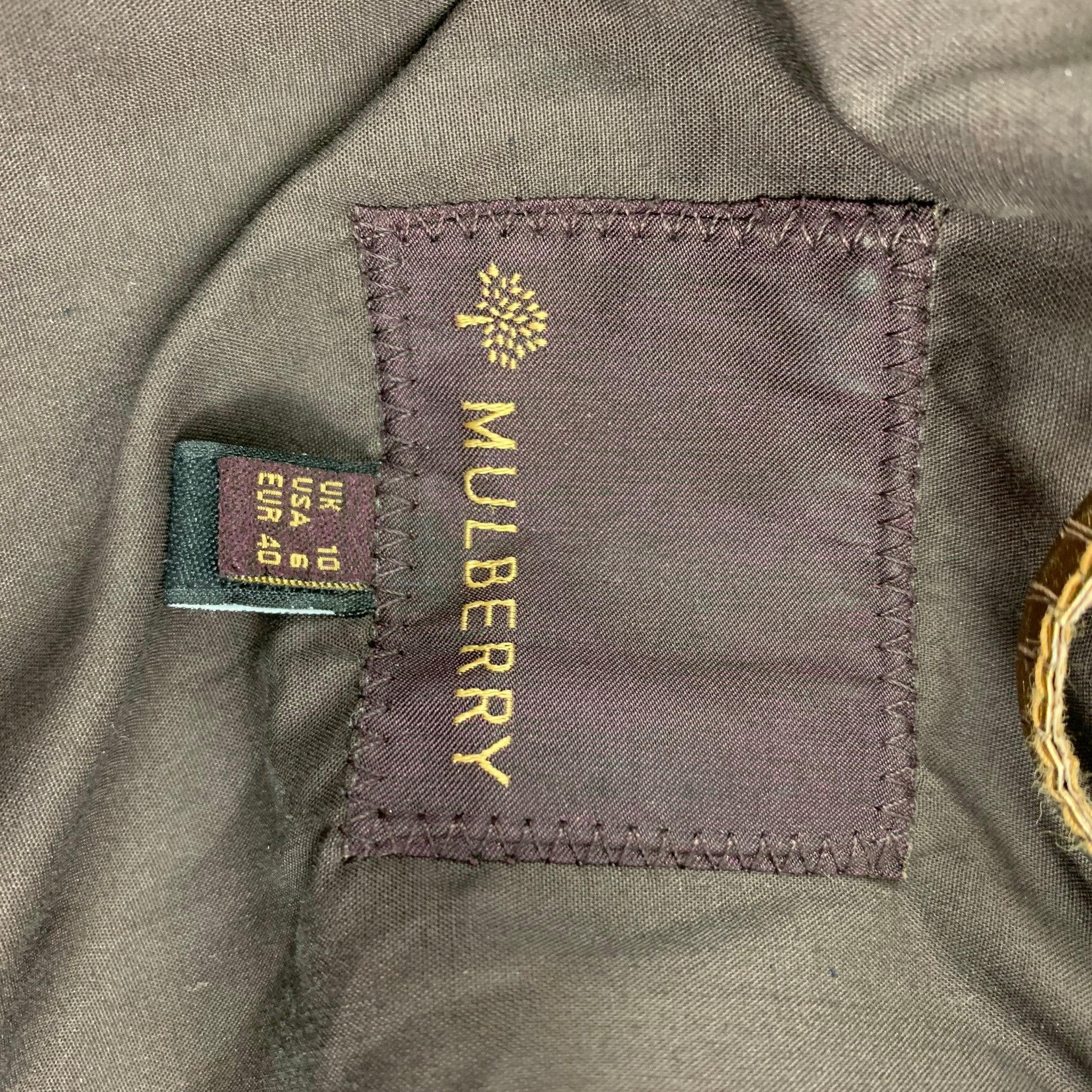 MULBERRY Size 6 Gold Leather Metallic Snake Skin Buttoned Jacket For Sale 1