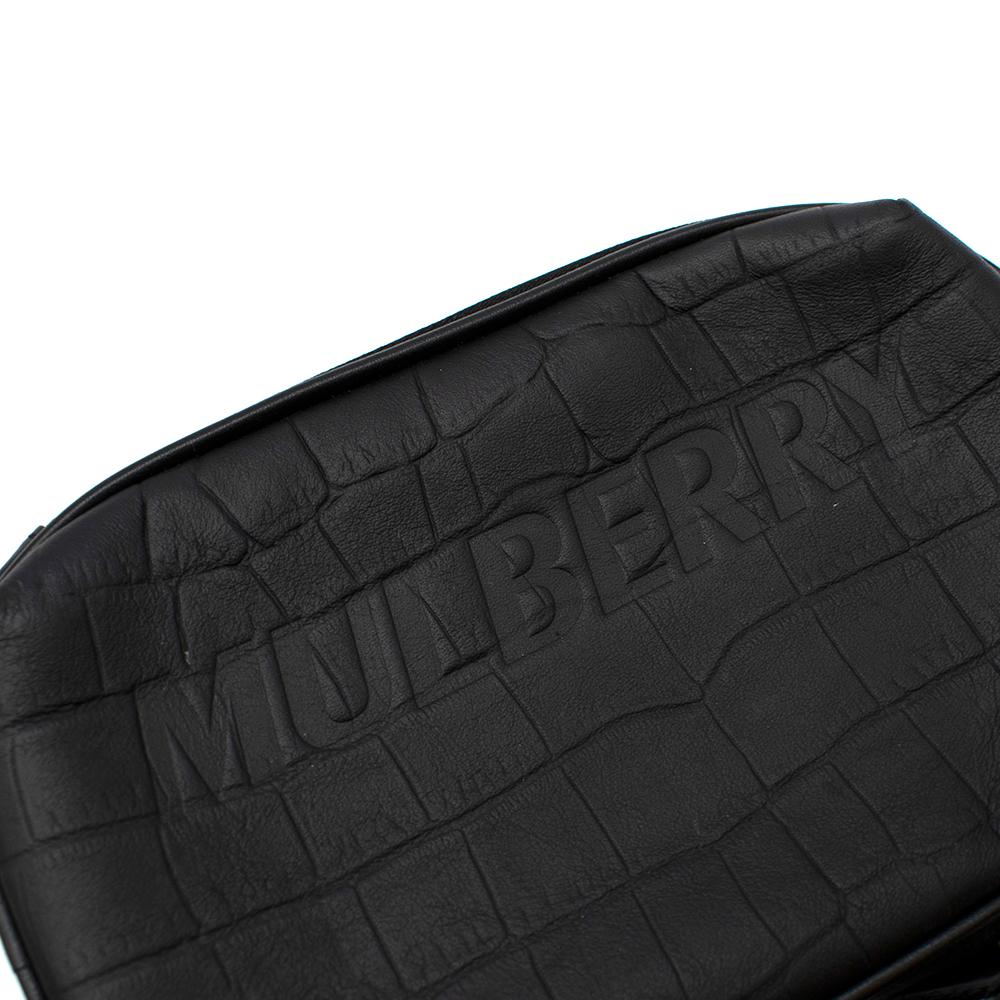 Women's or Men's Mulberry Small Black Croc Effect Reporter Bag
