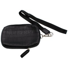 Mulberry Small Black Croc Effect Reporter Bag