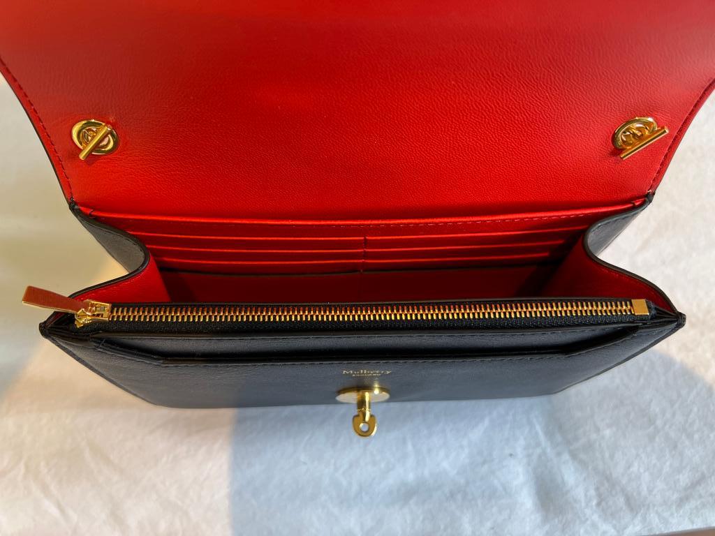 Mulberry Small Darley Handbag in Midnight, Red and White Silky Calf Geo-Floral For Sale 1