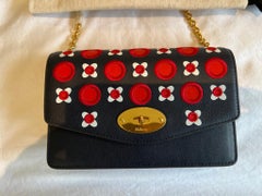 Mulberry Small Darley Handbag in Midnight, Red and White Silky Calf Geo-Floral