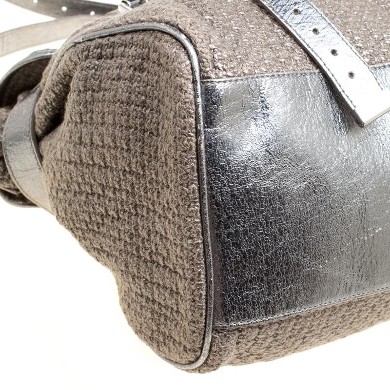 Mulberry Sparkle Grey Woven Fabric Alexa Top Handle Shoulder Bag 4