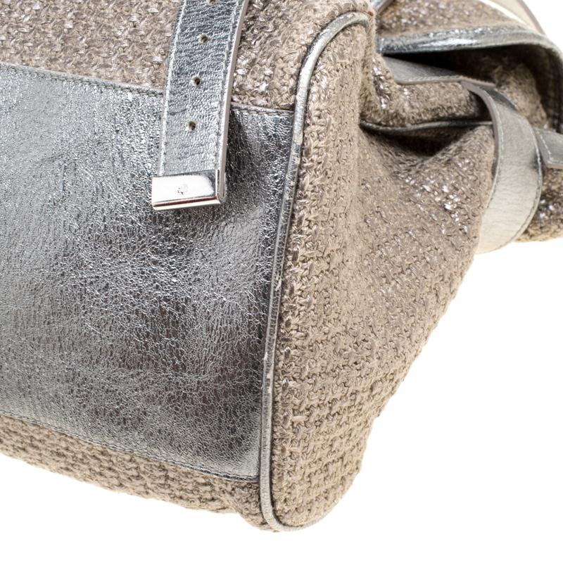 Mulberry Sparkle Grey Woven Fabric Alexa Top Handle Shoulder Bag 3