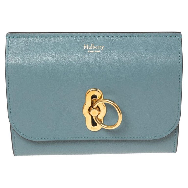 Mulberry Stone Blue Leather Medium Amberley Wallet at 1stDibs