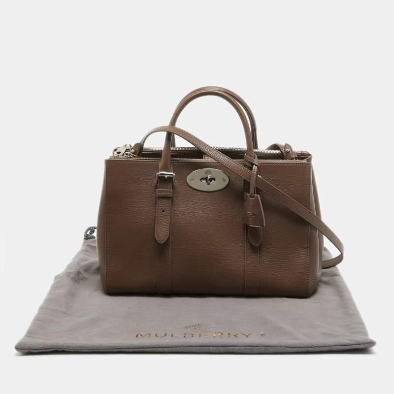 Mulberry Taupe Leather Small Bayswater Double Zip Tote For Sale 7