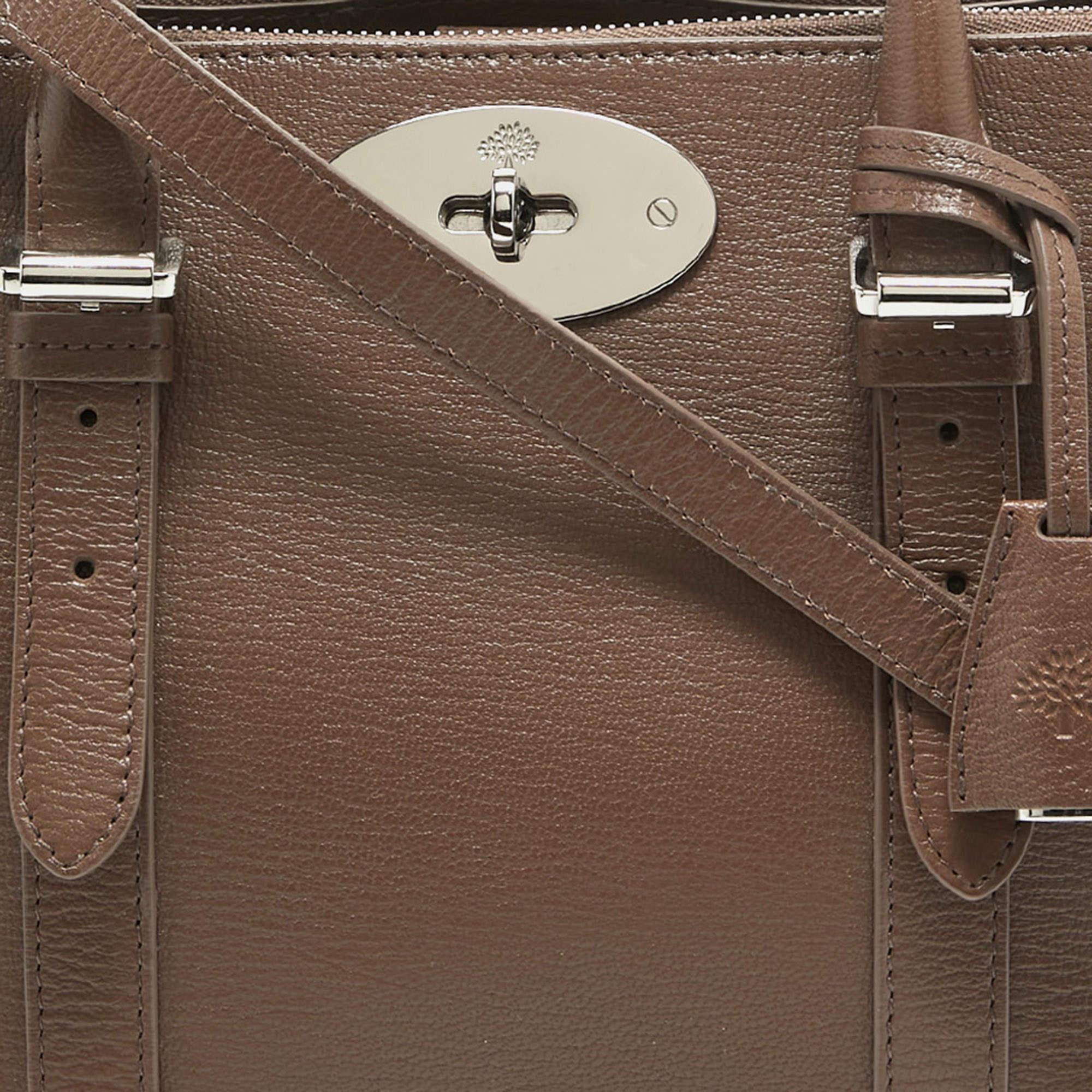 Mulberry Taupe Leather Small Bayswater Double Zip Tote For Sale 8