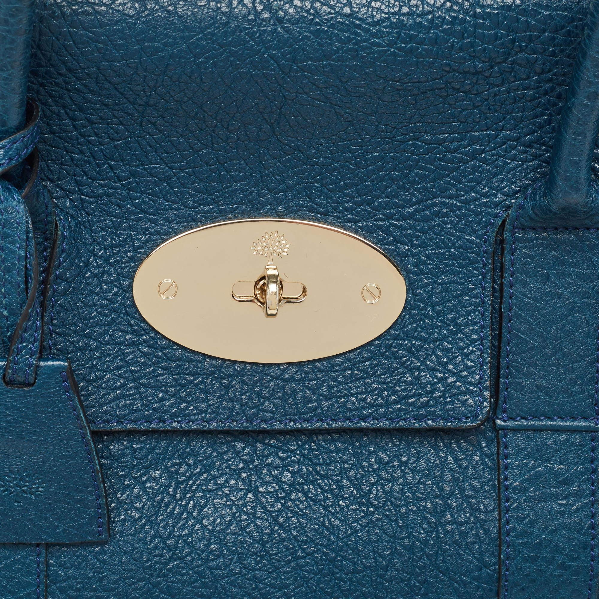 Mulberry Teal Blue Leather Bayswater Satchel For Sale 6