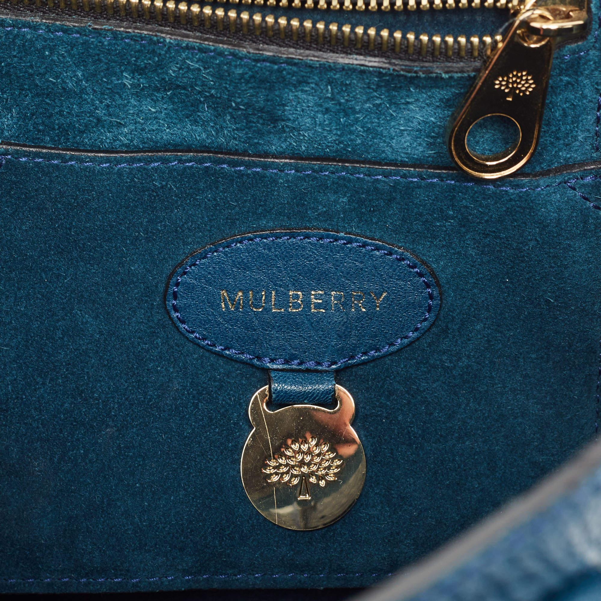 Mulberry Teal Blaue Bayswater-Umhängetasche aus Leder im Angebot 10