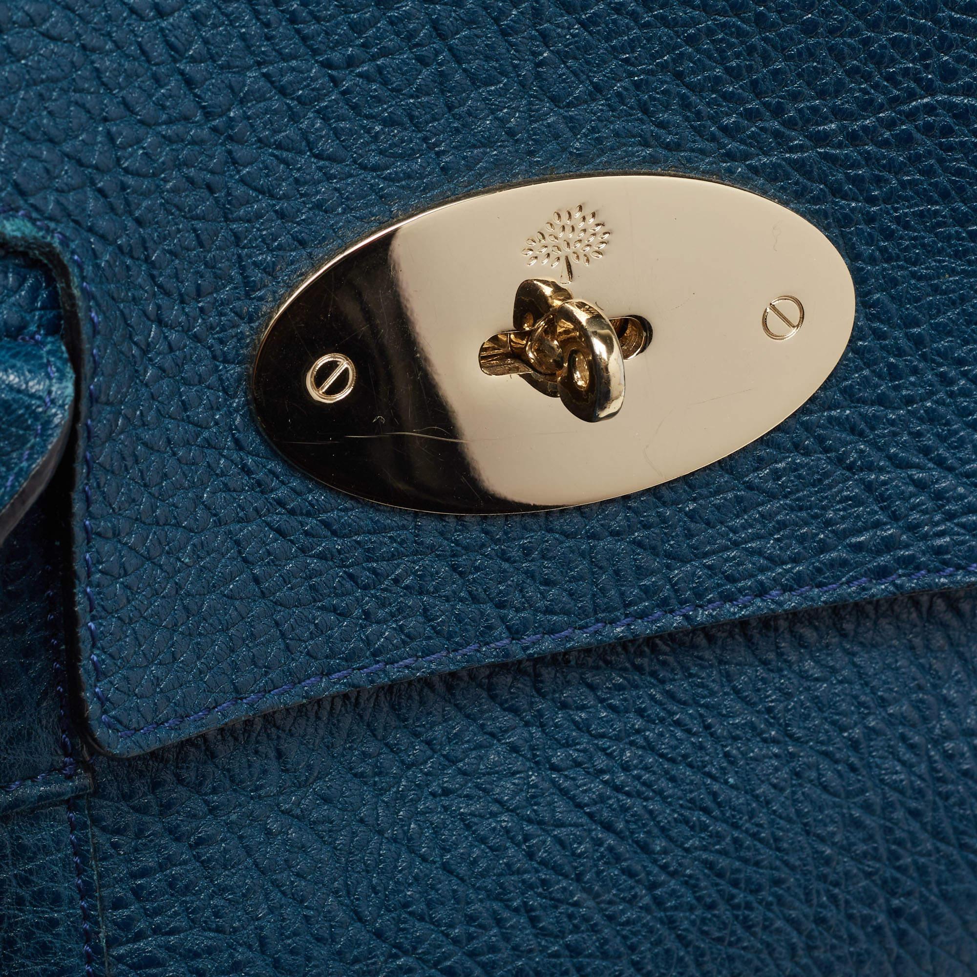 Mulberry Teal Blue Leather Bayswater Satchel 14