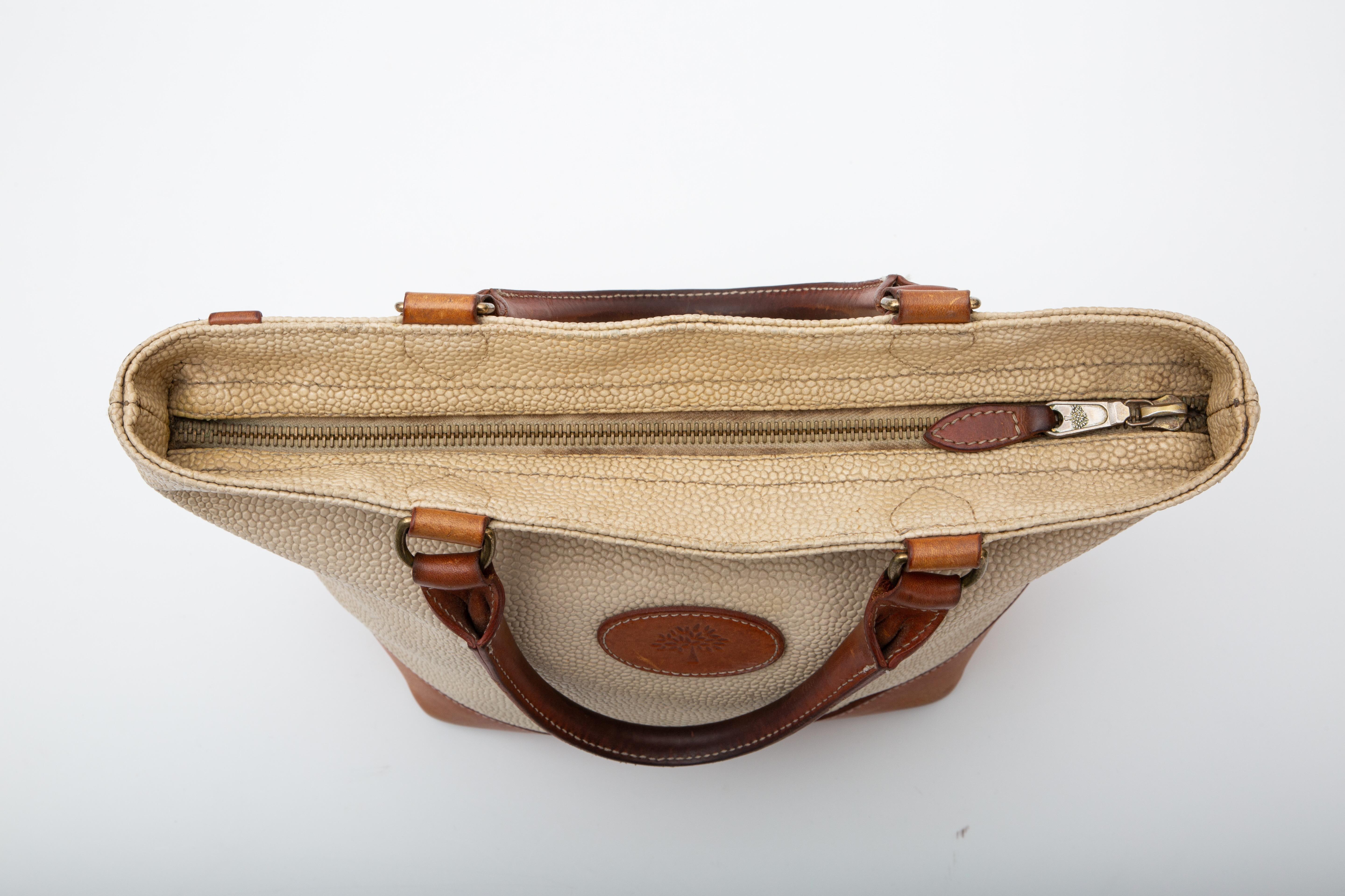 Mulberry Vintage Beige Kieselsteinleder Handtasche mit Reißverschluss für Damen oder Herren im Angebot