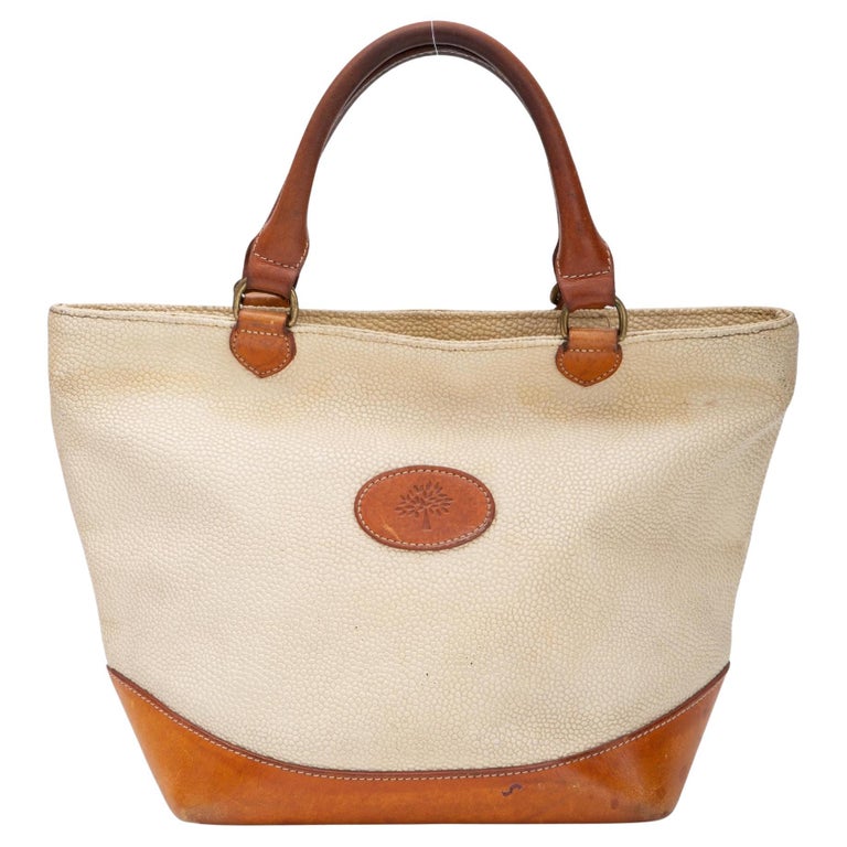 Mulberry Vintage Beige Pebbled Leather Top Zip Handbag
